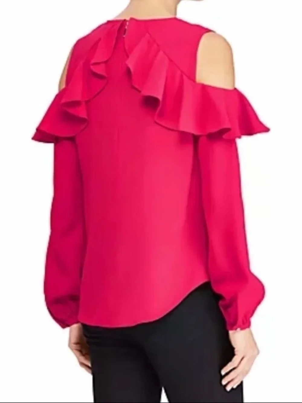 Lauren Ralph Lauren Ruffled Cold Shoulder Blouse - Picture 9 of 9